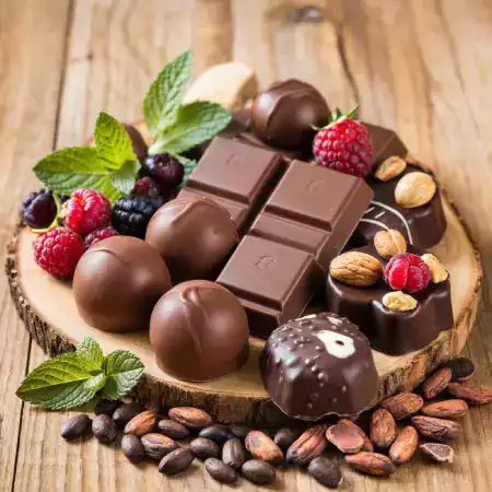 Free Saturday chocolate tasting sessions at ChocoNature where customers sample six different cocoa percentages and learn about humidity effects